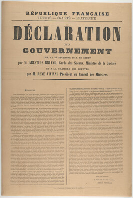 Déclaration du Gouvernement (Briand & Viviani) (Government Declaration - Briand & Viviani)