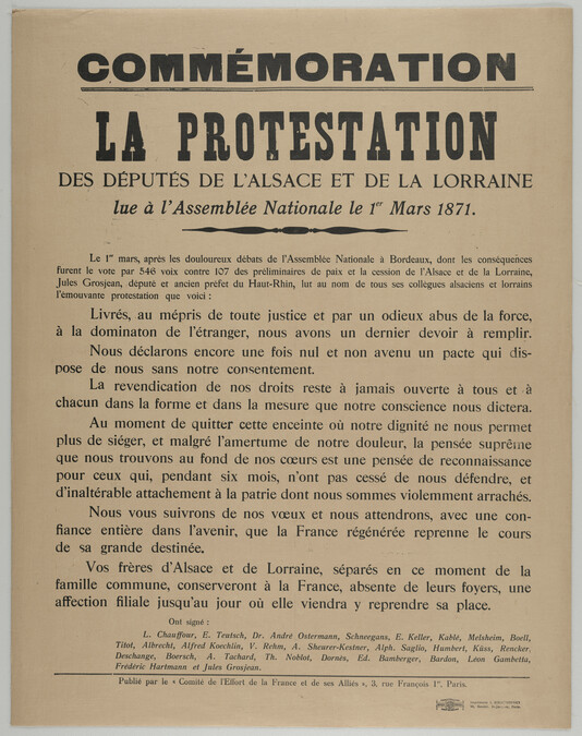 Commémoration/ la Protestation (Commemoration/ the Protest)