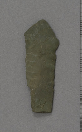 Chipped Stone Dark Green Base Fragment of Point