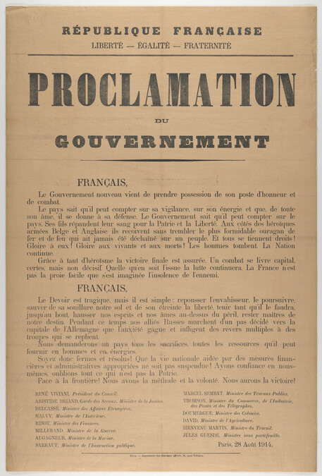 PROCLAMATION du GOUVERNEMENT (Government Proclamation)