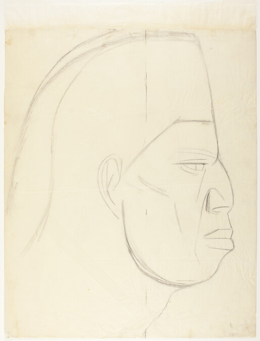 Head of native in profile, Study for Migration (Panel 1) for The Epic of American Civilization