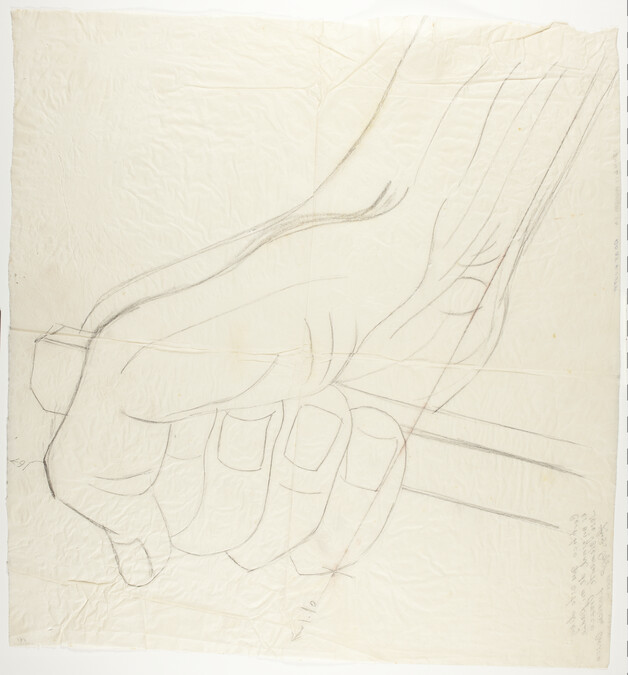 Study of Hand Holding Spear for Ancient Human Sacrifice (Panel 3)  for The Epic of American Civilization