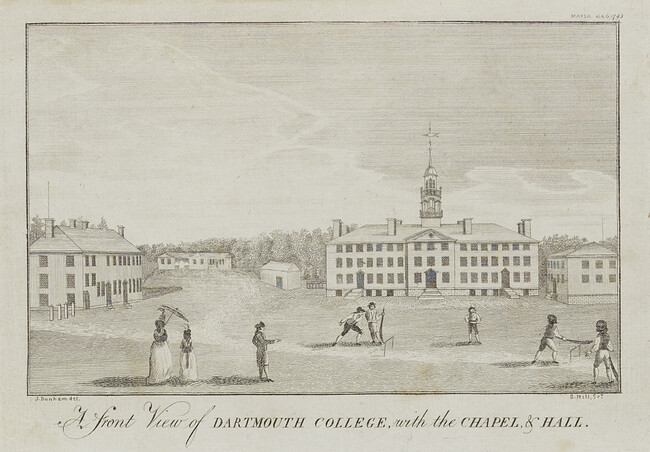 View of Dartmouth College, plate following page 64, from The Massachusetts Magazine, February 1793, Vol. V