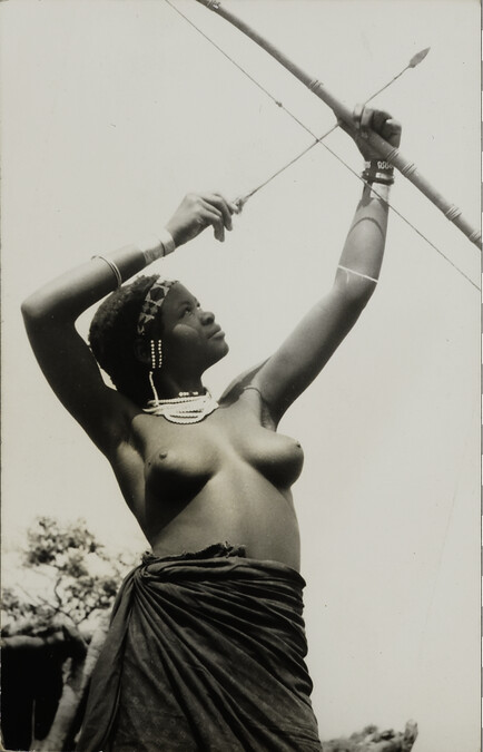 African Woman, Half-Nude with Bow and Arrow