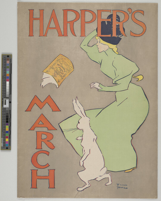 Alternate image #1 of Harper's March (woman in wind and the March hare, Lewis Carroll's Alice's Adventures in Wonderland)